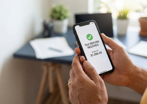 receiving tax refund notification on phone